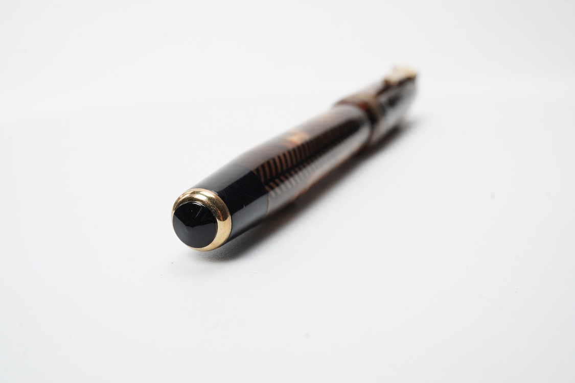 A Parker Challenger in brown and black with 'sword' clip with 14ct. gold nib - USA